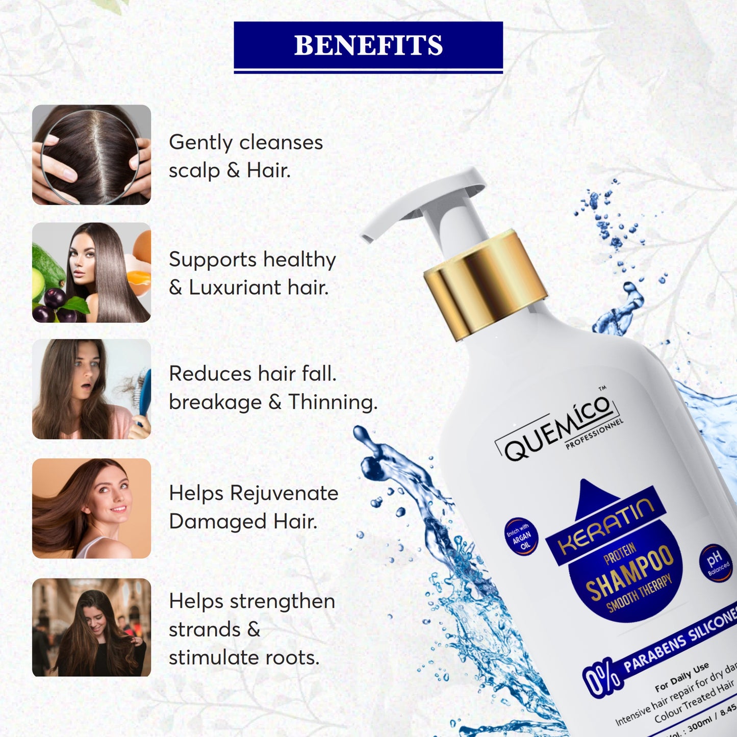 Keratin Protein Smooth Hair Shampoo, 300ml