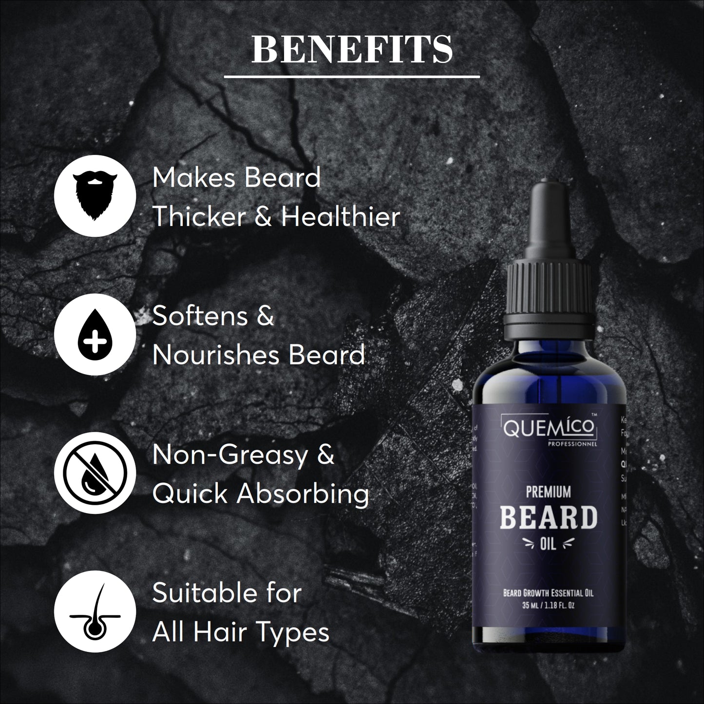 Beard Growth Oil with Almond oil & 5 Essential Oils, 35ml