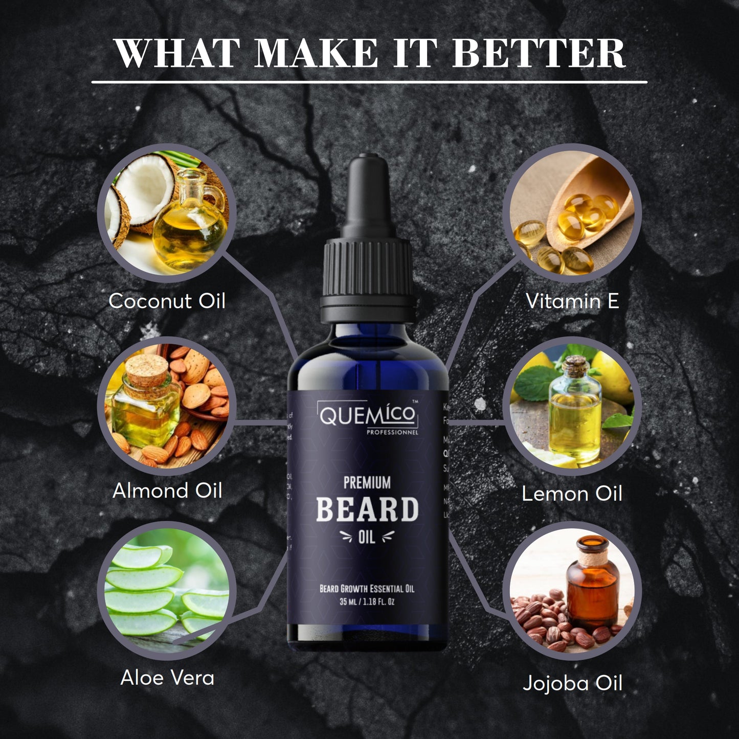 Beard Growth Oil with Almond oil & 5 Essential Oils, 35ml