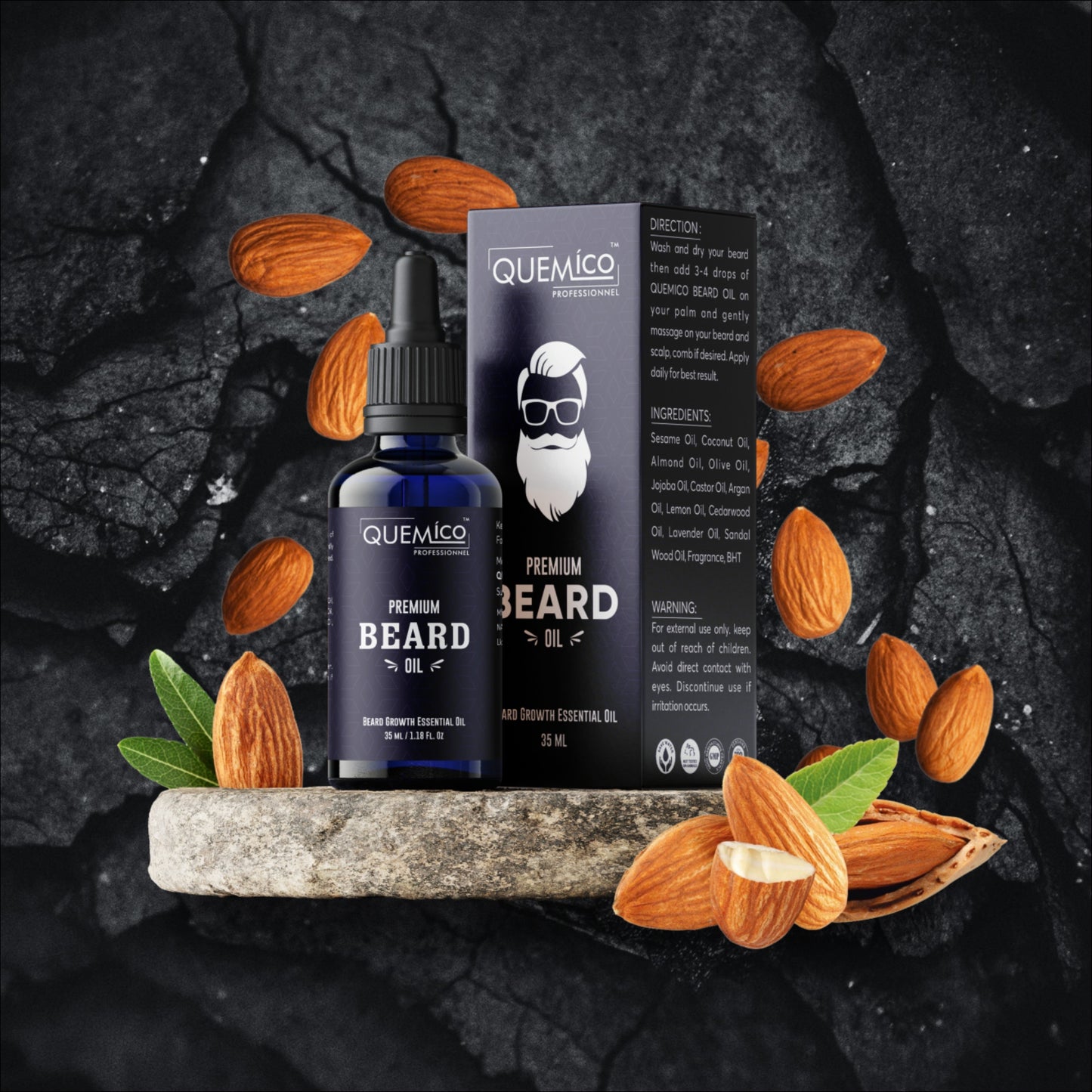 Beard Growth Oils Gift Box - Almond Oil + Tea Tree Oil + Sandalwood Oil