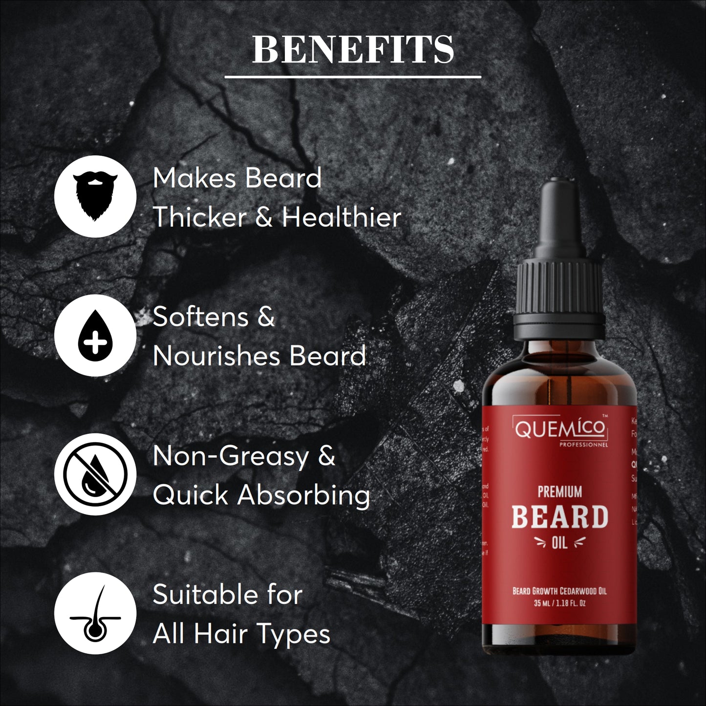 Beard Growth Oil with Cedarwood oil & 5 Essential Oils, 35ml