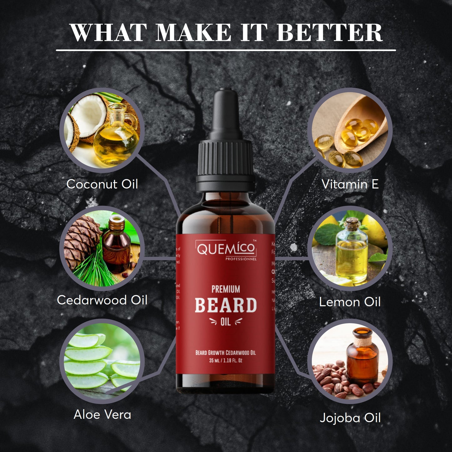 Beard Growth Oil with Cedarwood oil & 5 Essential Oils, 35ml