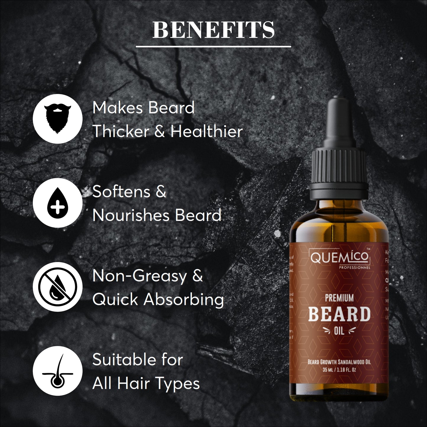 Beard Growth Oil with Sandalwood oil & 5 Essential Oils, 35ml