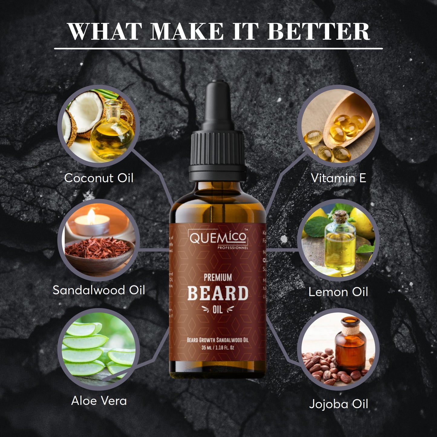 Beard Growth Oil with Sandalwood oil & 5 Essential Oils, 35ml