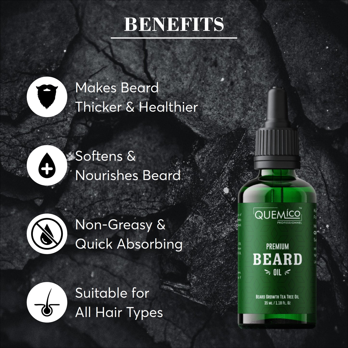 Beard Growth Oil with Tea Tree oil & 5 Essential Oils, 35ml