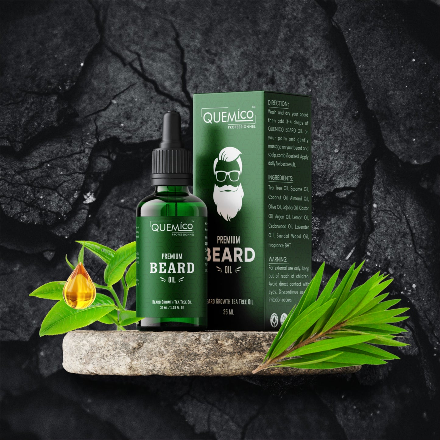 Beard Growth Oil with Tea Tree oil & 5 Essential Oils, 35ml