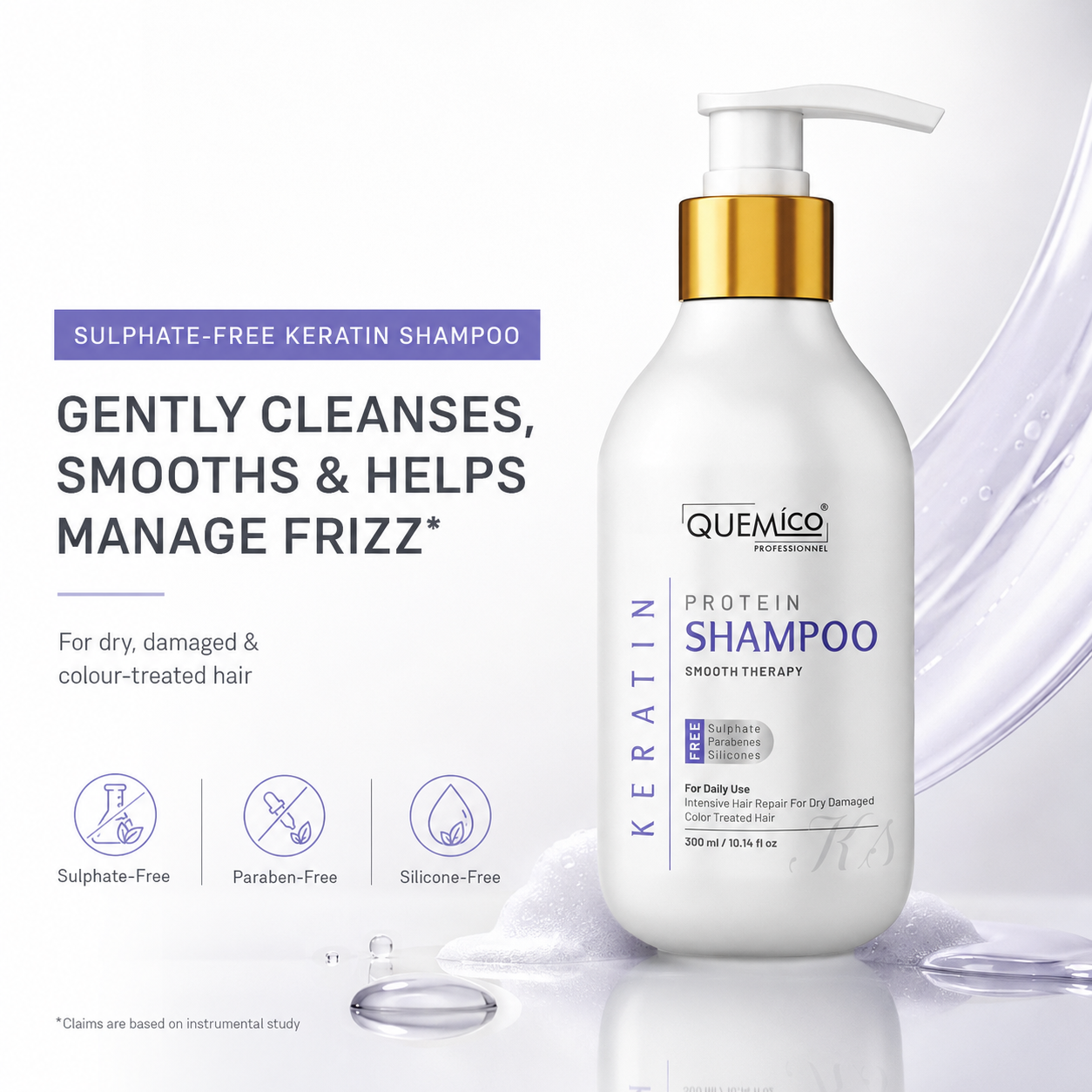 Sulphate Free Keratin Protein Shampoo For Dandruff, 300ml