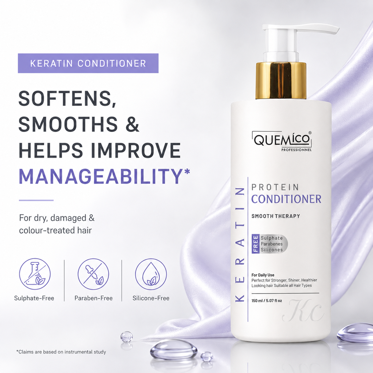 Sulphate Free Keratin Smoothing Kit - Shampoo, Conditioner & Hair Serum