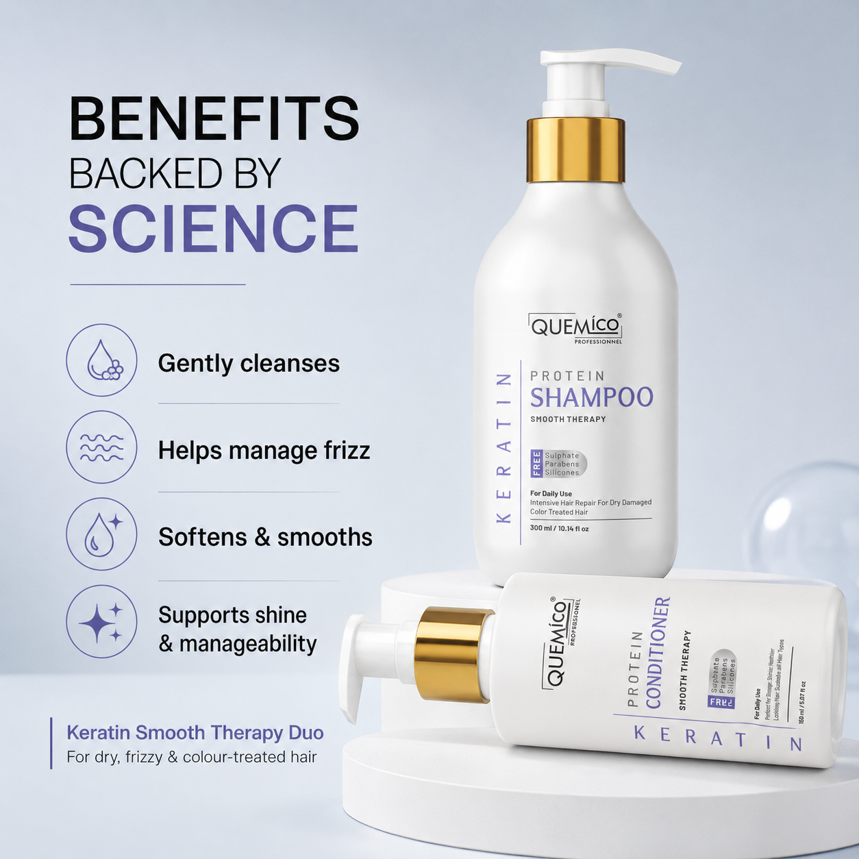 Sulphate Free Keratin Shampoo & Conditioner Set, 450ml