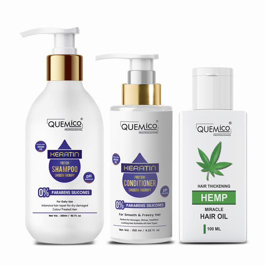 Keratin Protein Shampoo and Conditioner Set with Hemp Hair Oil