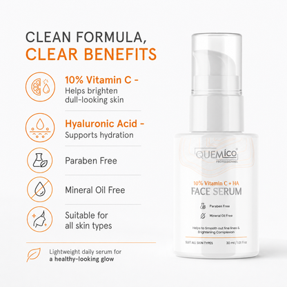 10% Vitamin C Face Serum with Hyaluronic Acid, 30ml