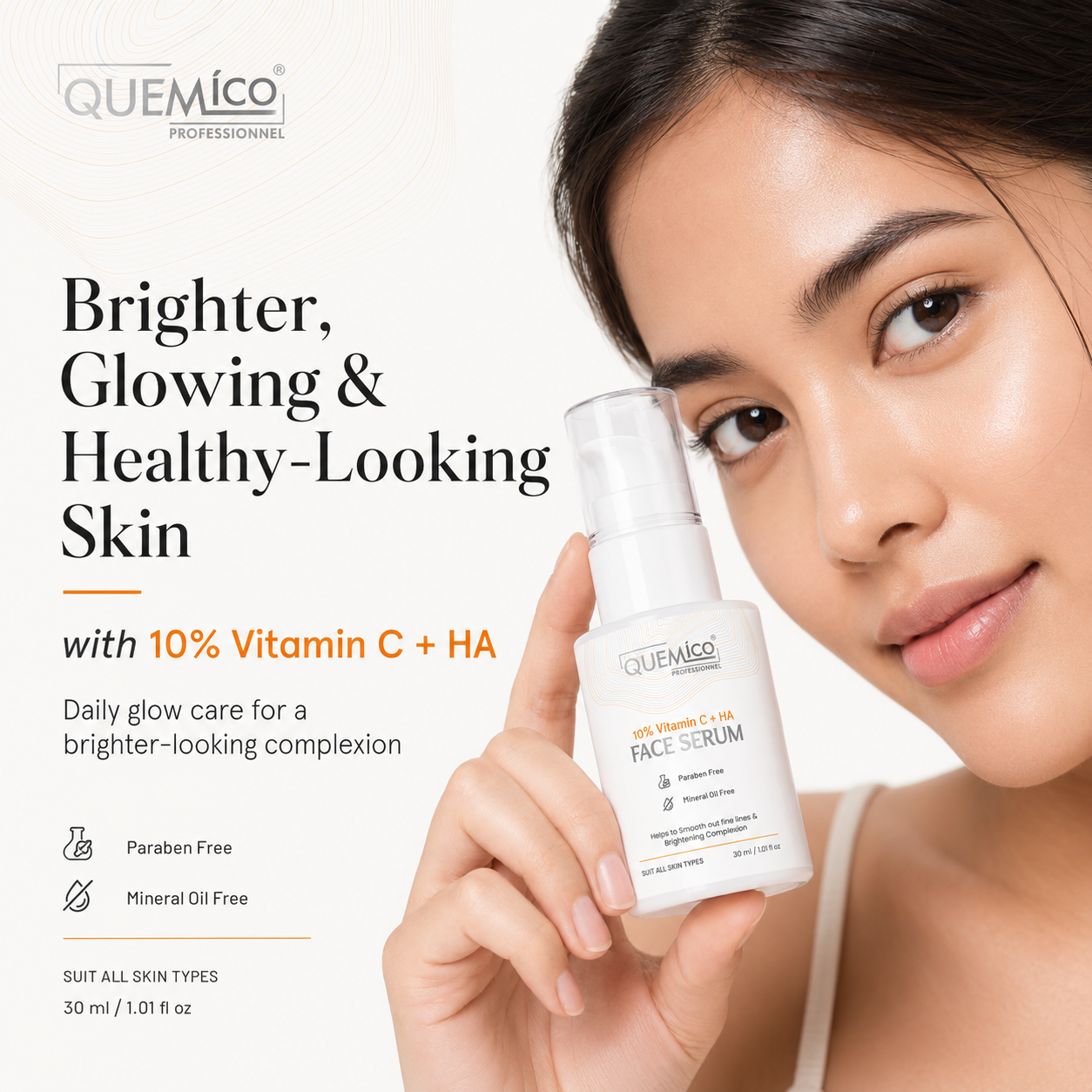 10% Vitamin C Face Serum with Hyaluronic Acid, 30ml